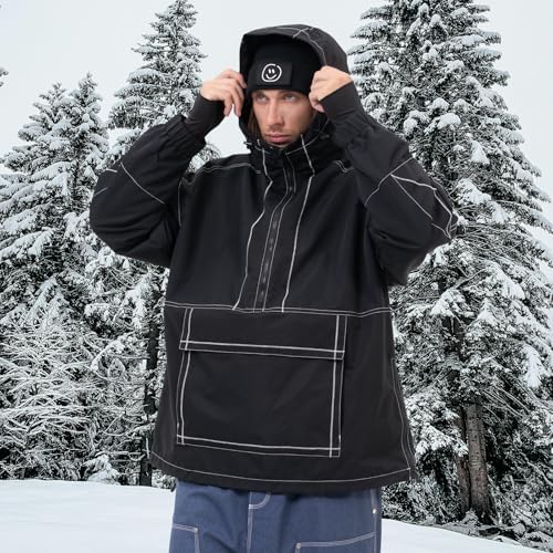 SNOWVERB Baggy Snowboard Hooded Jacket Ski Snow Cargo Coat for Mens Womens