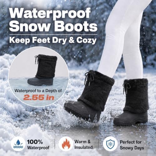 Waterfproof Snow Boots for Women Furry Fuzzy Faux Fur Duck Boots
