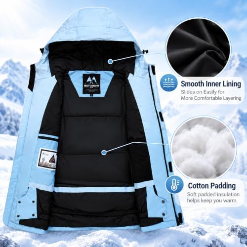 Women's Ski Jacket and Pants Set, Baggy Insulated Snow Suit,Gradient Design