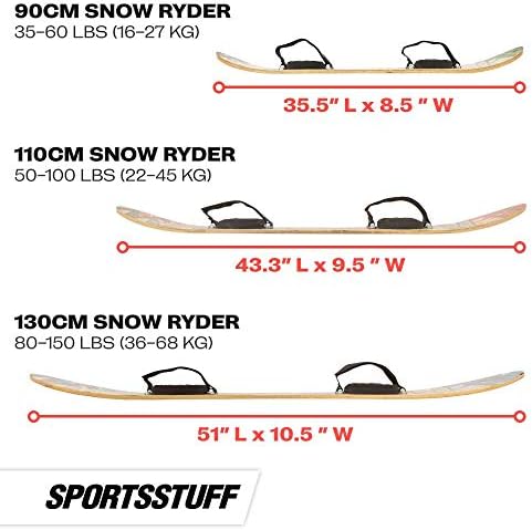 SportsStuff Wood Snowboards/Snow Sleds - Beginner Kids Winter Sports Accessories - 90cm-130cm Models