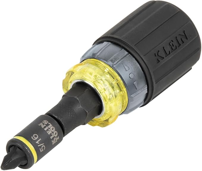 Klein Tools 32561HDRT KNECT 7-in-1ラチェットスクリュードライバー、耐衝撃性、スタビー、プラスビット、マイナスビット、3ナットドライバー、アダプター、7点セット