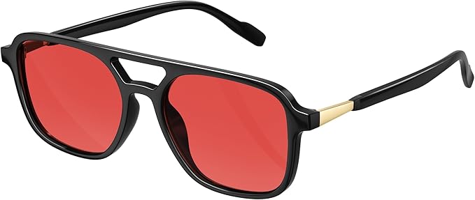 Retro Aviator Sunglasses for Women Men:Polarized Trendy Vintage 70s Rectangle Womens Shades Sun Glasses UV Protection