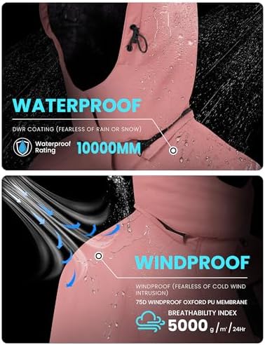 WULFUL Women's Waterproof Ski Jacket Warm Winter Coats Windproof Winter Jackets for Women Fleece Lined Windbreaker with Hood