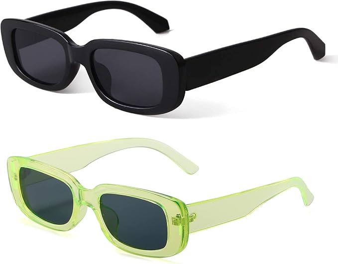 BUTABY Rectangle Sunglasses for Women Retro Driving Glasses 90’s Vintage Fashion Narrow Square Frame UV400 Protection