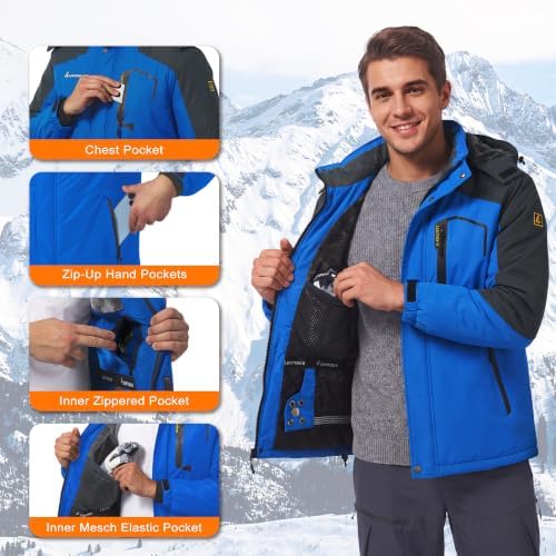 Mens Winter Jacket Ski Snow Waterproof Puffer Parka Coats