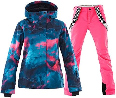 Women's Ski Jackets and Pants Set Windproof Waterproof Insulated Snowsuit Winter Warm Snowboarding Snow Coat