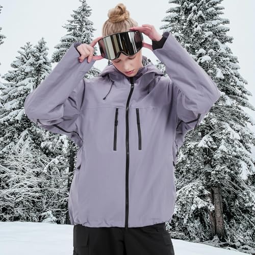 SNOWVERB Baggy Ski Jacket 3L Snowboard Snow Coat with Hood for Womens Mens
