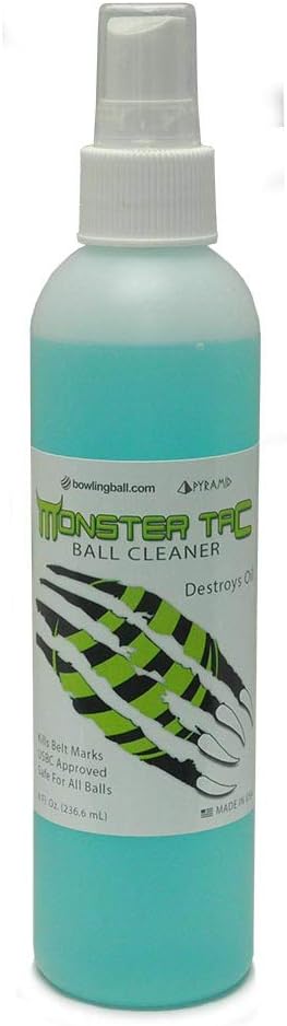 Pyramid bowlingball.com Monster Tac Bowling Ball Cleaner - Restores Tack & Hook, Removes Oil, Scuffs & Belt Marks from Reactive & Urethane Balls - USBC Approved - 4oz, 8oz, 32oz