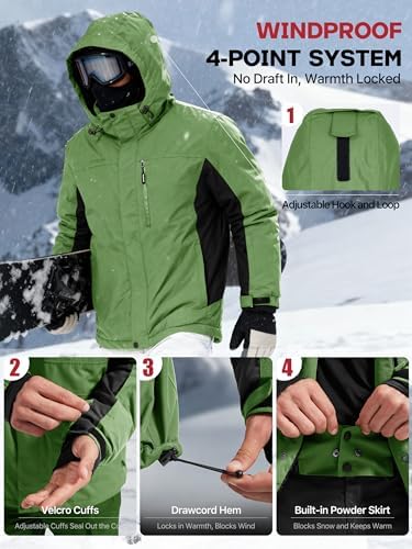 FREE SOLDIER Men's Winter Ski Snow Jacket Warm Fleece Lined Coats