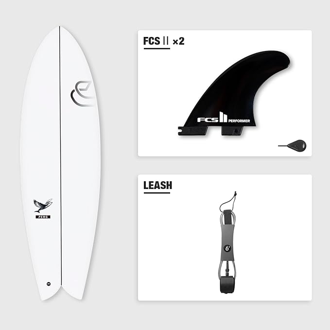 5'8''/6'1" Shortboard 900 FRP with Fin Set and Leash High-Performance Epoxy Surfboard with Wood Stringer, EPS Core, and Carbon Lath