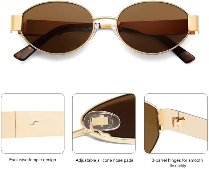 SOJOS Retro Oval Sunglasses for Women Trendy Classic Shades UV400 Protection SJ1256