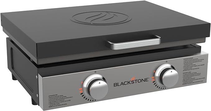 Blackstone 1666 22” Omnivore Original Tabletop Griddle with Hard Cover, Powder Coated Steel, Black