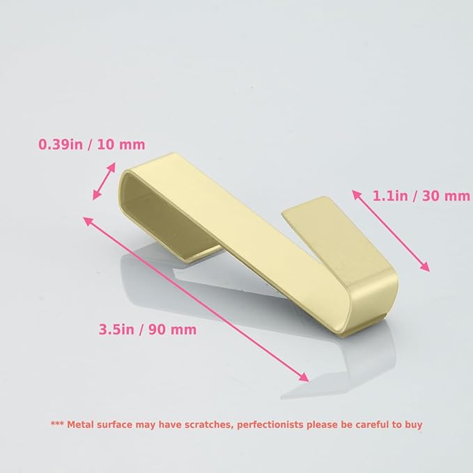 Shower Door Hooks,Towel Hook, Over Glass Door Hook for Bathroom, Suit for Frameless Glass Shower Door 0.39" (10 mm) Stainless Steel Gold, 3 Pack