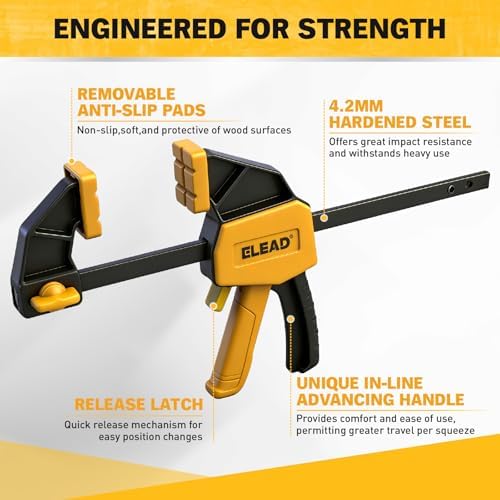 6" Mini Bar Clamps for Woodworking, 2-Piece One-Handed F Clamp/Spreader, 75LBS Load Limit Wood Clamp, Quick Release Grip Clamps for Table Wood Working, Light-duty Tools