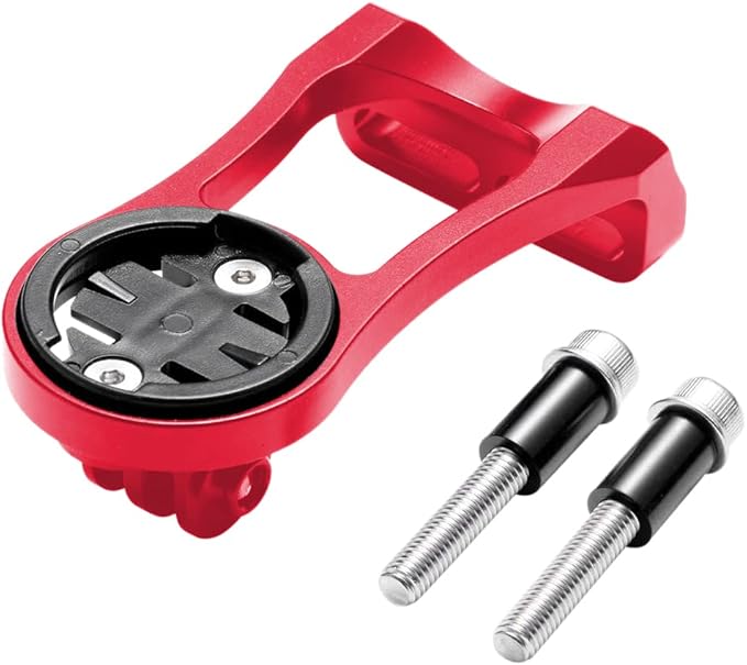 Front Combo Bicycle Computer Mount, Extended Out-Front Mount, Compatible with Garmin Cateye Bryton GoPro GPS or Cameras, Red