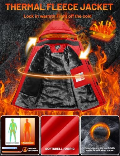 MAGCOMSEN Men's Winter Ski Jacket Waterproof Snow Fleece Lined Warm Coats