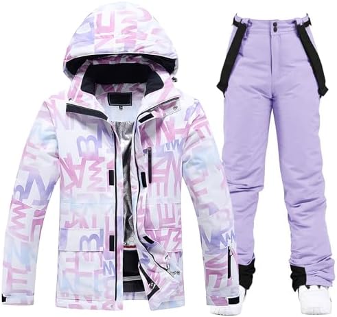 Women's Ski Jackets and Pants Set Waterproof Insulated Snowsuit Winter Warm Skisuit Fashion Snowboarding Snow Coat