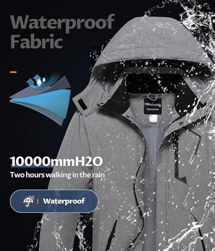 Men's Mountain Waterproof Ski Jacket - Windproof Snowboarding Warm Winter Coat Raincoat