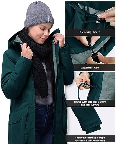 33,000ft Women's Waterproof Winter Coat Long Insulated Jacket with hood