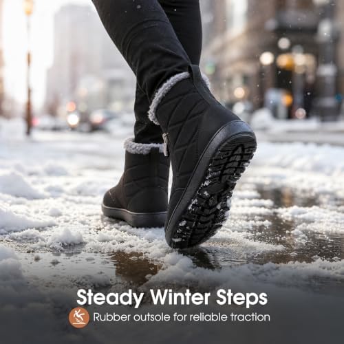 Women's Winter Snow Boots Zero-Drop Warm Insulated Ankle Zip Boots
