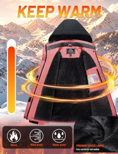 MAGCOMSEN Winter Coats for Women Ski Jackets Snow Waterproof Warm Rain Coat