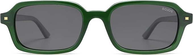 SOJOS Trendy Rectangle Polarized Sunglasses Womens Mens, Small Retro Fashion Thin Slim Square Sunnies SJ2610