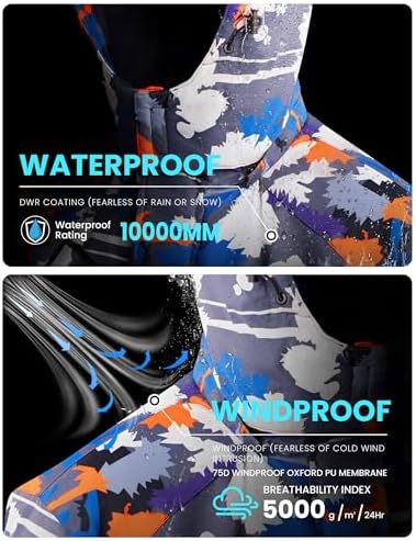 WULFUL Men's Waterproof Ski Jacket Warm Winter Coats Windproof Winter Jackets for Men Fleece Lined Windbreaker with Hood