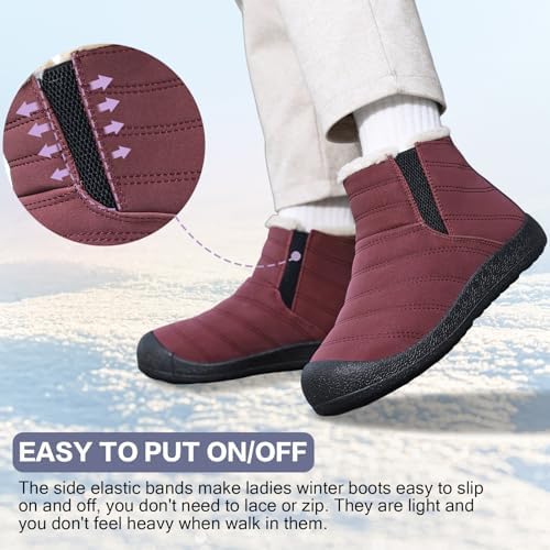 ZEENXIUYA Womens Snow Boots Comfortable Warm Fur Lined Winter Waterproof Flat Lace-Up Ankle Boots Outdoor Winter Booties