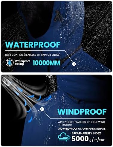 WULFUL Men's Waterproof Ski Jacket Warm Winter Coats Windproof Winter Jackets for Men Fleece Lined Windbreaker with Hood