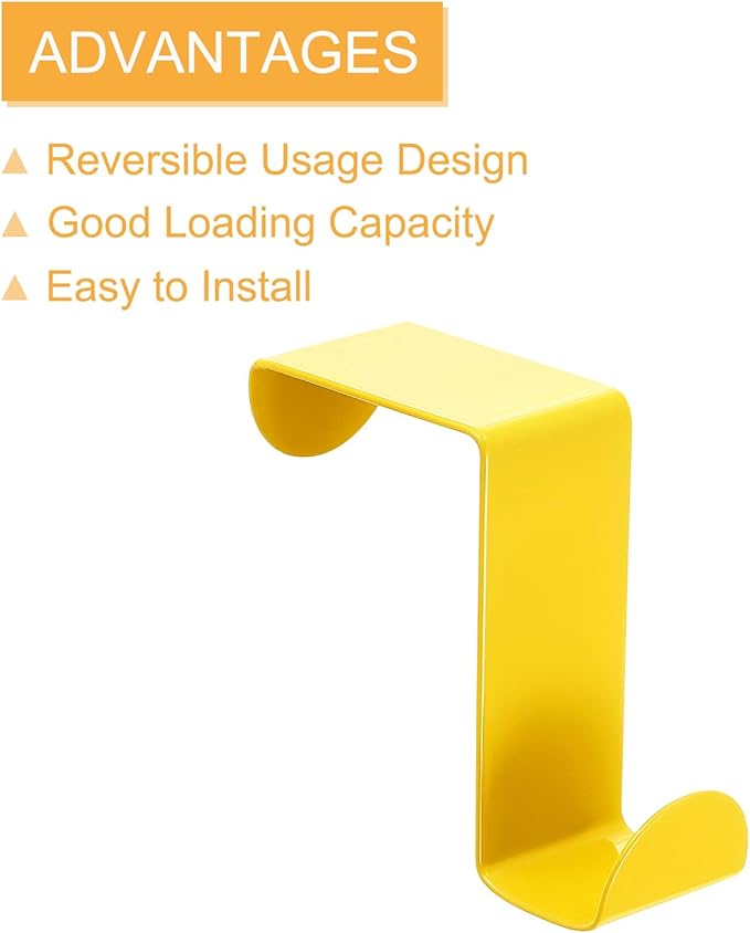 uxcell Over The Door Hooks,2pcs - Stainless Steel Door Hangers Hooks, S-Shaped Double Hooks for Hanging Clothes, Hats, Towels (Yellow)
