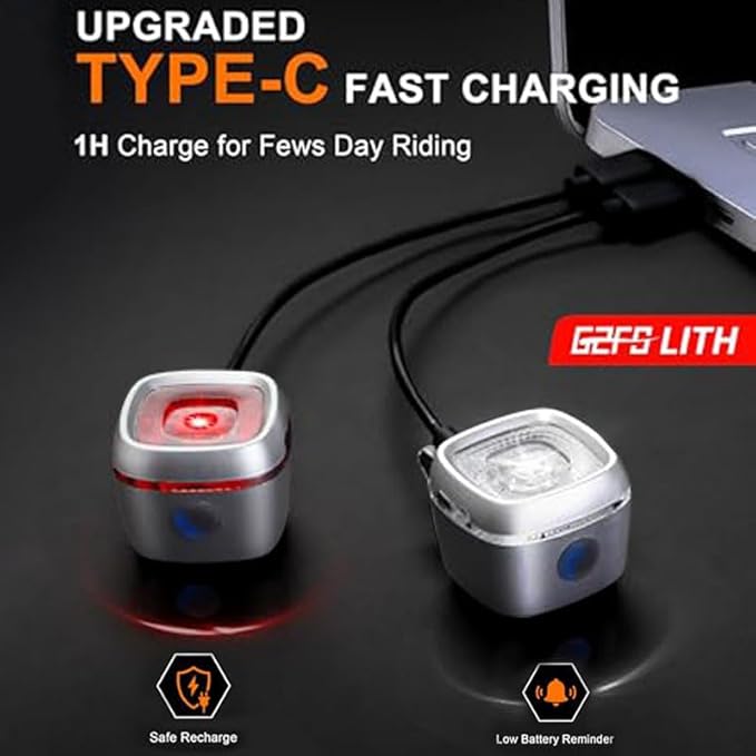 Bicycle Front & Rear Lights, Type-C Rechargeable LED Bike Light Set, IPX6,Waterproof Flashlight for Night Riding, Safety Headlight Taillight, Kids Girls Children's Bicycle Accessories