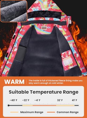 WULFUL Women's Waterproof Ski Jacket Warm Winter Coats Windproof Winter Jackets for Women Fleece Lined Windbreaker with Hood