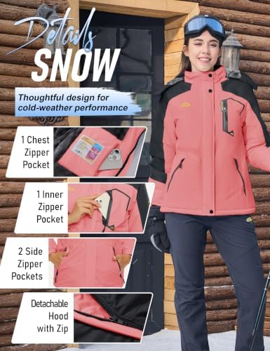 MAGCOMSEN Winter Coats for Women Ski Jackets Snow Waterproof Warm Rain Coat