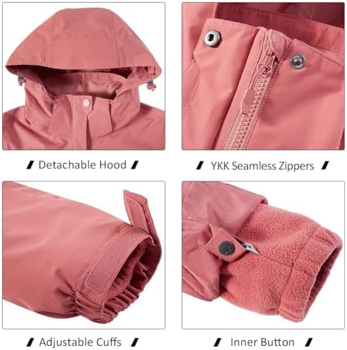 CAMEL CROWN Women's Waterproof Ski Jacket 3 in 1 Winter Coat Windbreaker Snowboard Jackets for Rain Snow Outdoor Hiking