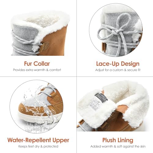 DREAM PAIRS Women's Winter Snow Boots Lace Up Warm Comfortable Faux Fur Lining Outdoor Ankle Booties