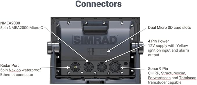 Simrad GO チャートプロッター兼魚探、振動子およびレーダーオプション付き、C-MAP Discoverチャートカードをプレインストール