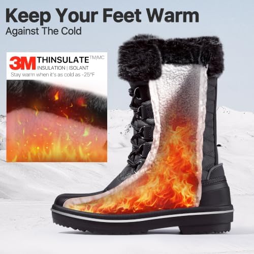 FREE SOLDIER Women's Winter Snow Boots Waterproof Shell