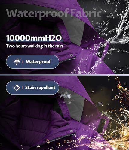 Women's 3 In 1 Waterproof Ski Jacket Windproof Snowboarding Jacket Warm Winter Snow Coat Raincoat