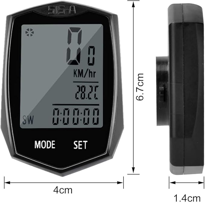 SEISSO Bike Computer Speedometer, Wireless Waterproof Cycling Odometer, Smart Sensor, Auto Wake-up, Multi-Function Bicycle Speed Tracker with LCD Backlight Display