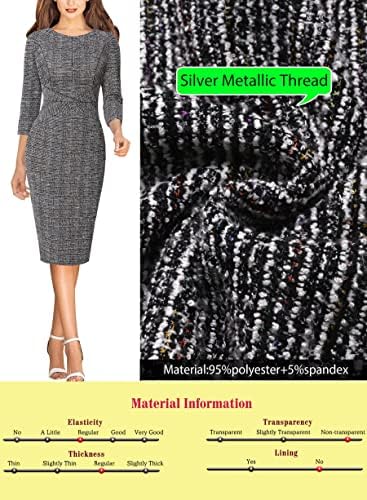 VFSHOW Womens Work Business Office Zipper Up Slim Bodycon Sheath Dress