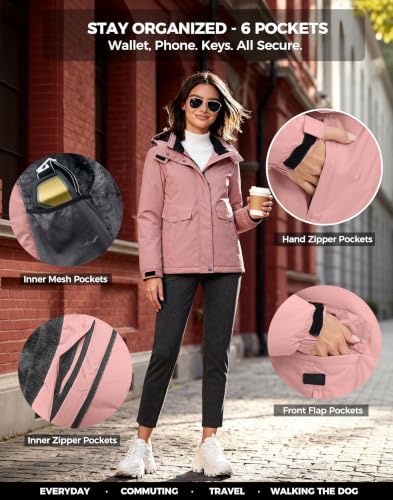 wantdo Women's Waterproof Ski Jacket Warm Fleece Lined Snow Winter Coat