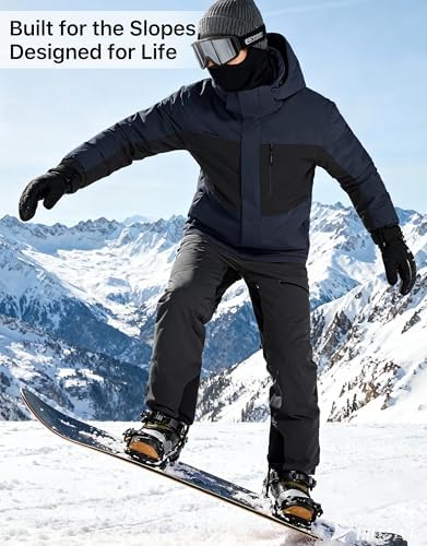 FREE SOLDIER Men's Warm Winter Fleece Lined Ski Snow Jacket with Hood