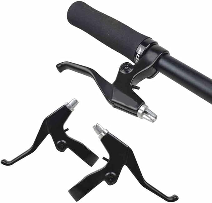 WAKE Bicycle Brake Levers 2pcs Mountain Bike Brake Handles 4 Finger 2.2cm Diameter for Most Bicycle, Road Bike, MTB, BMX, Cycling (Aluminum Alloy, Black)