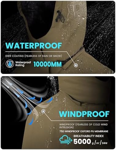 WULFUL Men's Waterproof Ski Jacket Warm Winter Coats Windproof Winter Jackets for Men Fleece Lined Windbreaker with Hood