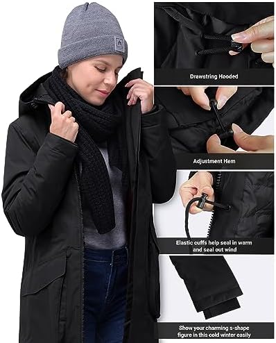33,000ft Women's Waterproof Winter Coat Long Insulated Jacket with hood