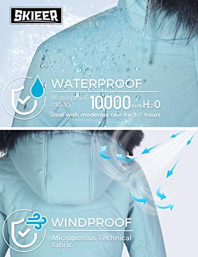 Women's Ski Jacket Waterproof Warm Puffer Thick Hooded Winter Coat