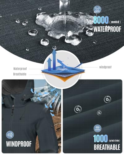 33,000ft Women's Softshell Jacket Waterproof Hooded Fleece Lined Rain Coat