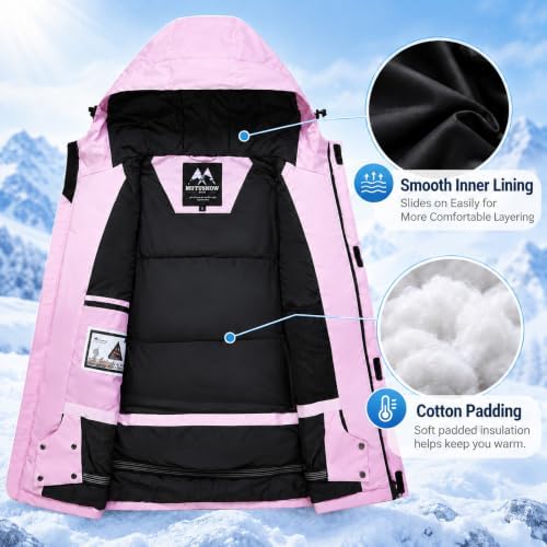 Women's Ski Jacket and Pants Set, Baggy Insulated Snow Suit,Gradient Design