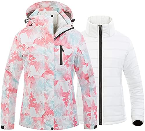 Women's 3 In 1 Waterproof Ski Jacket Windproof Snowboarding Jacket Warm Winter Snow Coat Raincoat