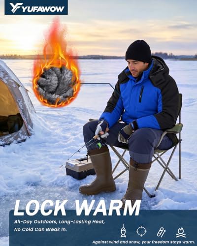 Yufawow Magnetic Placket No Fumbling Just Snap Men Winter Jacket Skiing Jacket Insulated Fleece Lined Waterproof Windbreaker for Snowboard Hiking Camping ATV Outdoor Work